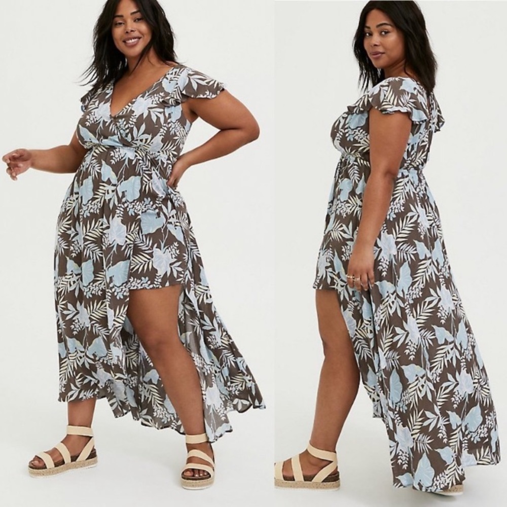 Torrid Slit Front Maxi Floral Print Walk Through Dress